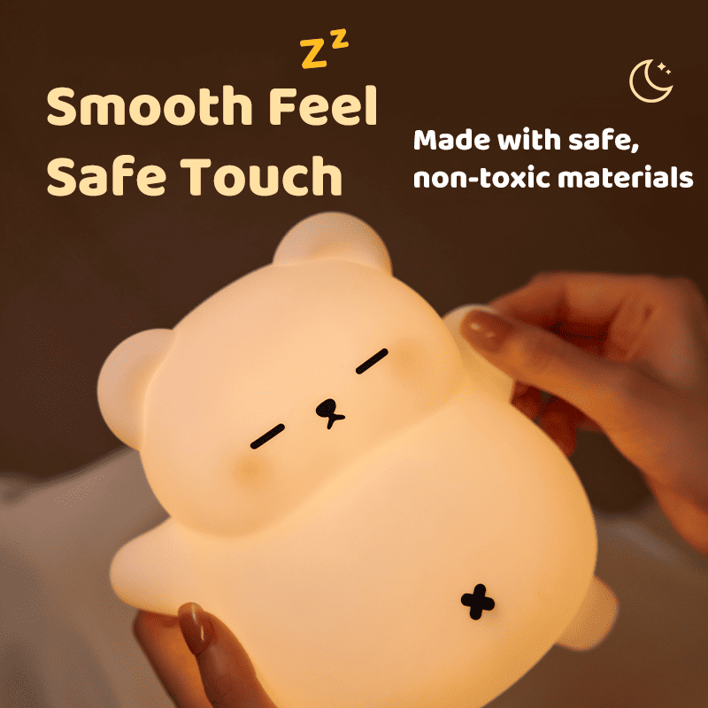Breathing Bear Snuggly Squishy Silicone Sleeping Companion Sound LED Night Light Perfect Gift