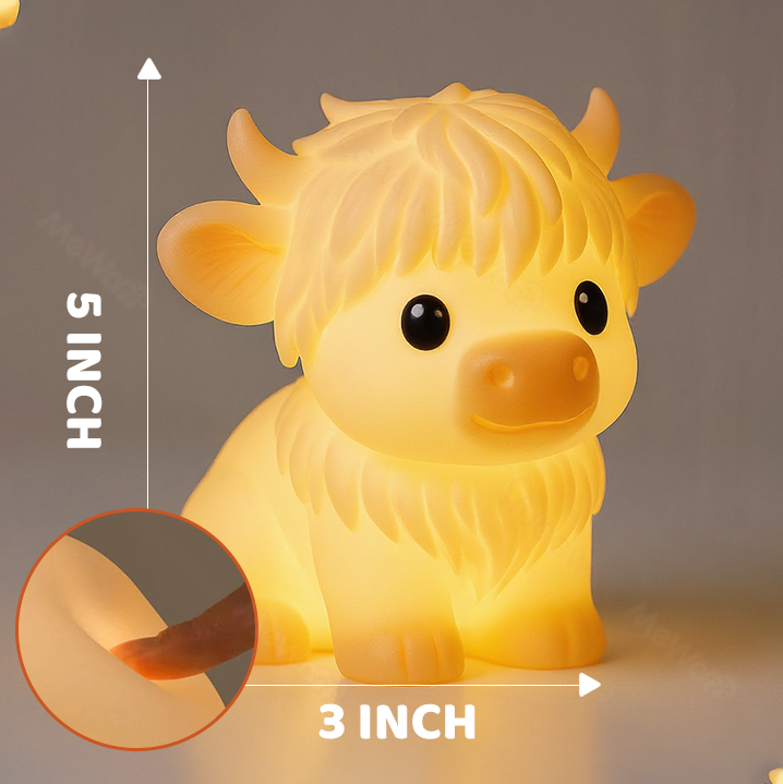 Highland Cow Silicone Squishy LED Night Light - Perfect Gift for Kids and Girls