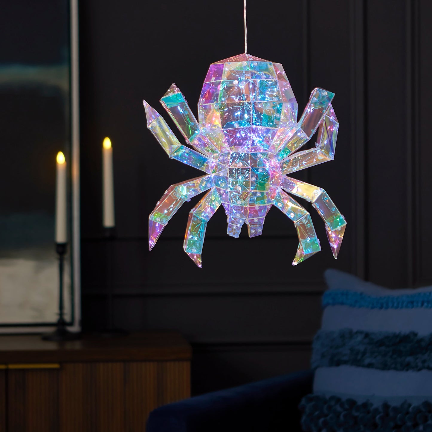 Prismatic Iridescent Spider 14", LED lights