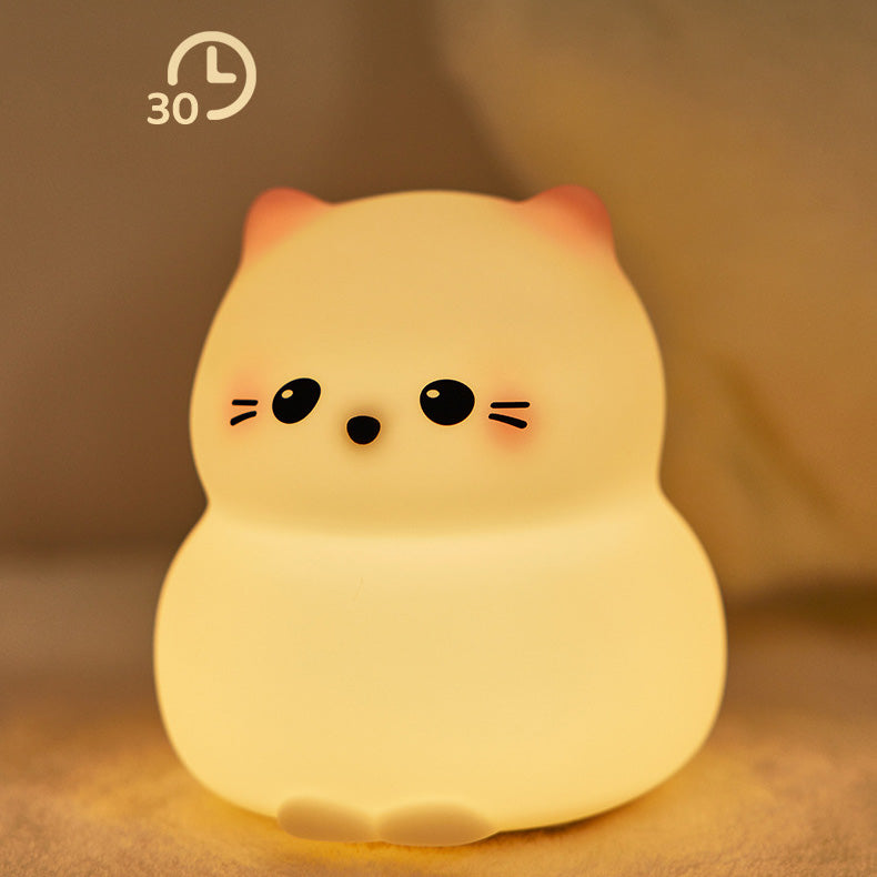 Cute Kitten Silicone Squishy Night Light Tap Lamp Best Gift For Baby and Girl