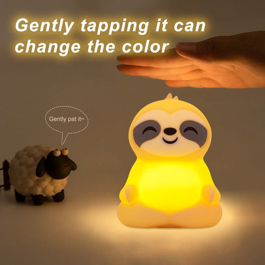 Meditating Sloth Squishy Silicone Calm Glow Night Light Sitting Pose Lamp Perfect Gift