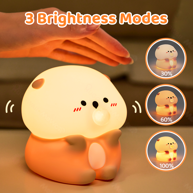 Otter Bubble Blowing Baby Squishy Silicone Night Light Soft Glow Adorable Funny Perfect for Gift