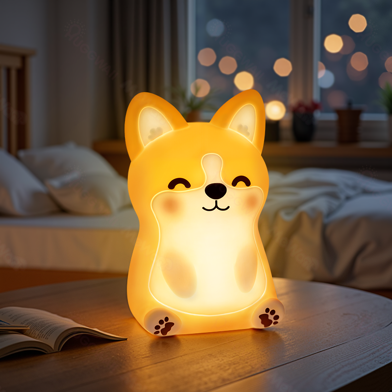 Corgi Puppy Adorable Squishy Silicone  LED Night Light - Perfect Gift for Kids and Girls