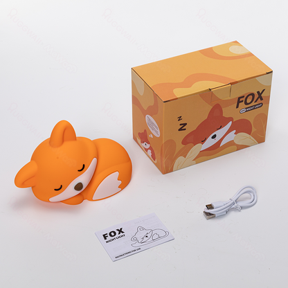 Fox Night Light with Curled Tail Silicone Squishy Animal Design Lamp Perfect Gift