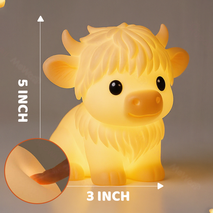 Highland Cow Silicone Squishy LED Night Light - Perfect Gift for Kids and Girls