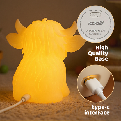 Highland Cow Silicone Squishy LED Night Light - Perfect Gift for Kids and Girls