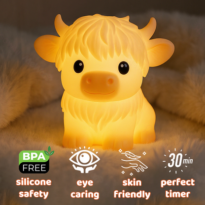 Highland Cow Silicone Squishy LED Night Light - Perfect Gift for Kids and Girls