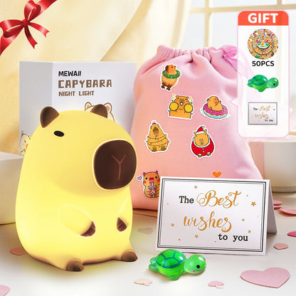 MeWaii® Capybara Full of Capy Squishy Night Light Figurines Adorable Set DIY Desk Collection Perfect Gift