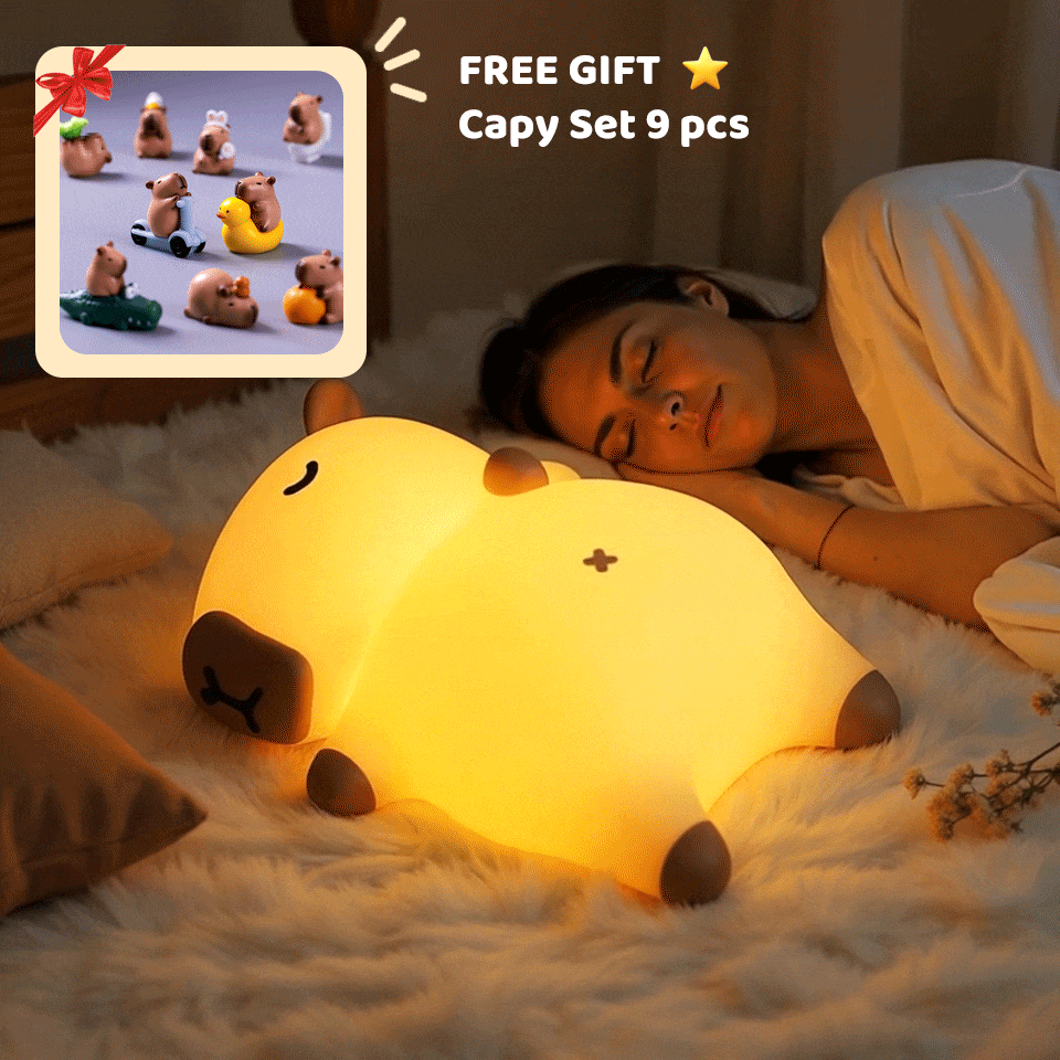 Sleeping Capybara Breathing Squishy Silicone Companion Sound LED Night Light Perfect Gift