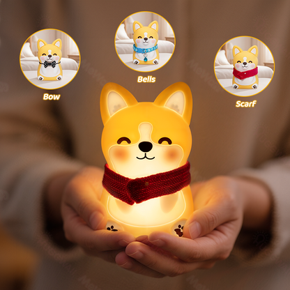 Corgi Puppy Adorable Squishy Silicone  LED Night Light - Perfect Gift for Kids and Girls