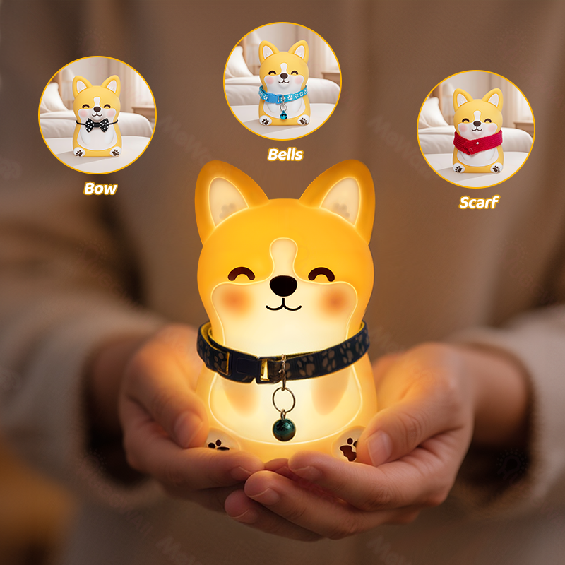 Corgi Puppy Adorable Squishy Silicone  LED Night Light - Perfect Gift for Kids and Girls