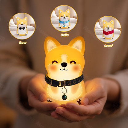 Corgi Puppy Adorable Squishy Silicone  LED Night Light - Perfect Gift for Kids and Girls