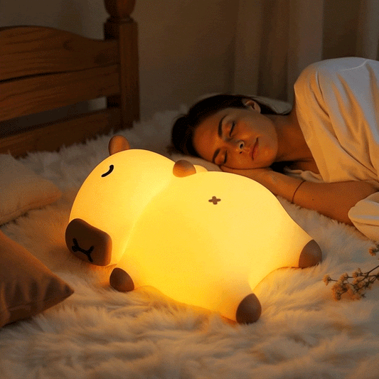 Sleeping Capybara Breathing Squishy Silicone Companion Sound LED Night Light Perfect Gift