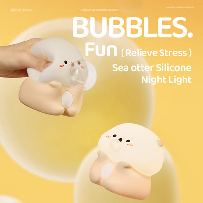 Otter Bubble Blowing Baby Squishy Silicone Night Light Soft Glow Adorable Funny Perfect for Gift