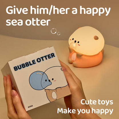 Otter Bubble Blowing Baby Squishy Silicone Night Light Soft Glow Adorable Funny Perfect for Gift