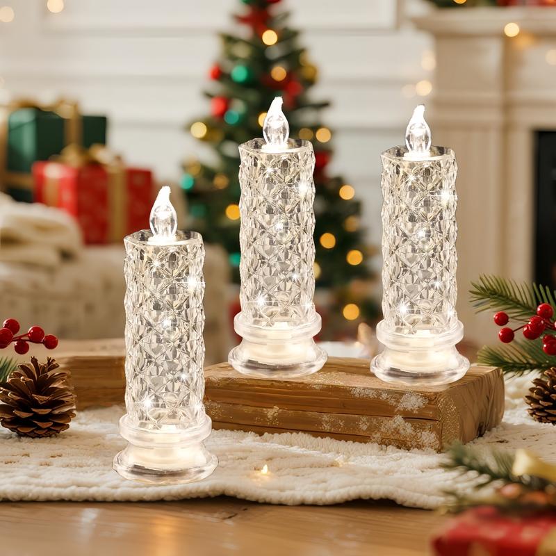 ✨🕯️LED Crystal Candle Lights 🌈Battery Operated with 6 Hour Timer