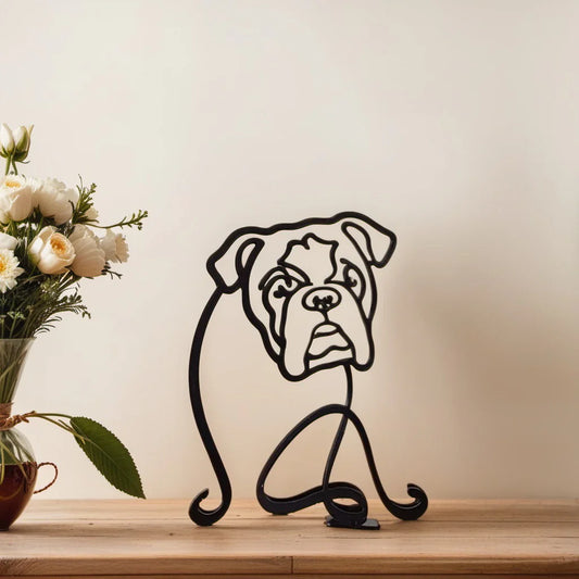 English Bulldog - Line Art Sculpture
