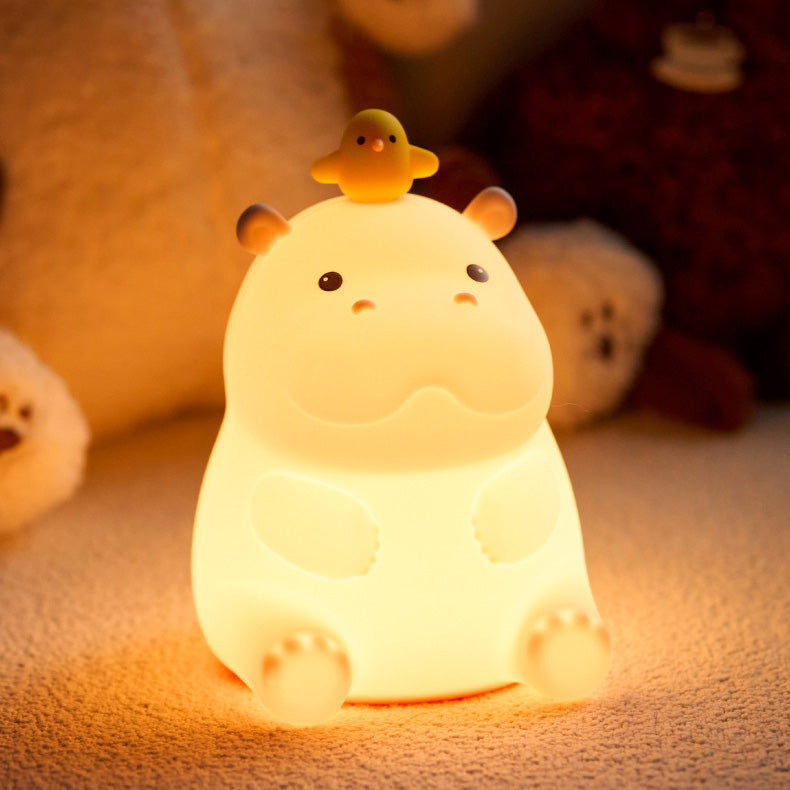 Hippo with Duck Adorable  Squishy Silicone Night Light Perfect Gift