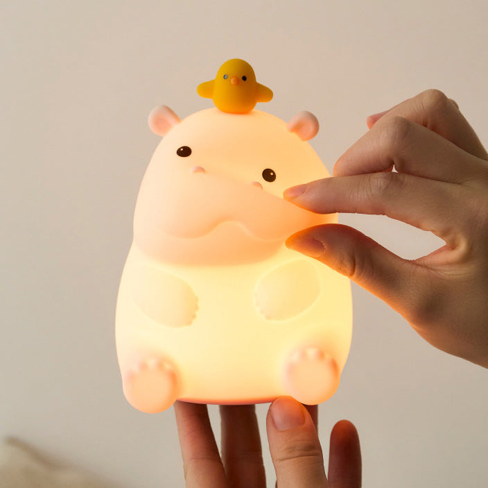 Hippo with Duck Adorable  Squishy Silicone Night Light Perfect Gift