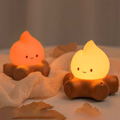 Campfire Silicone Squishy Cute Flame Night Light Playful Face Cozy Perfect Gift