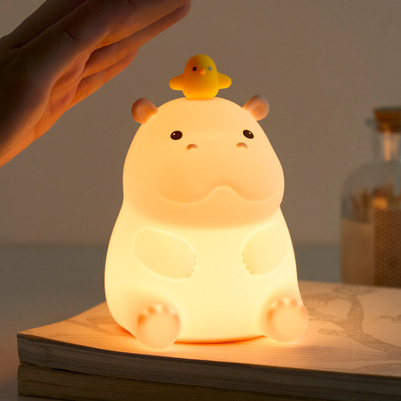 Hippo with Duck Adorable  Squishy Silicone Night Light Perfect Gift