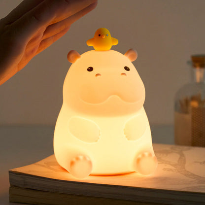 Hippo with Duck Adorable  Squishy Silicone Night Light Perfect Gift