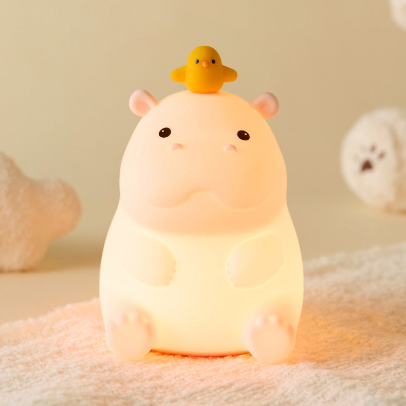 Hippo with Duck Adorable  Squishy Silicone Night Light Perfect Gift