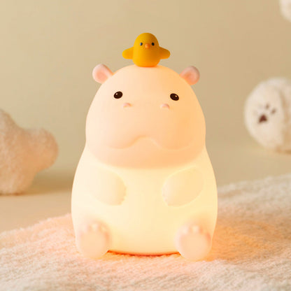 Hippo with Duck Adorable  Squishy Silicone Night Light Perfect Gift