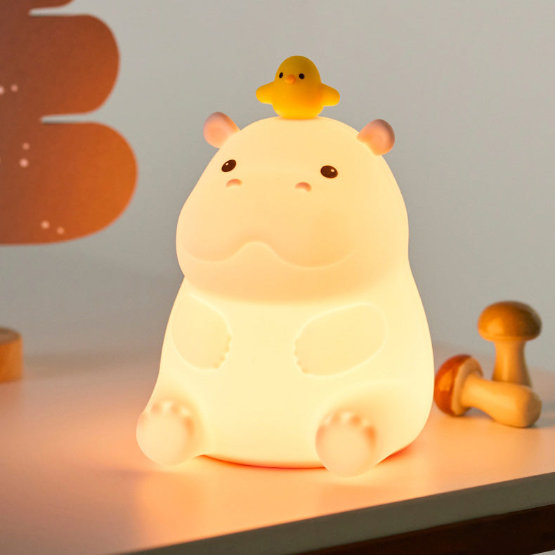 Hippo with Duck Adorable  Squishy Silicone Night Light Perfect Gift