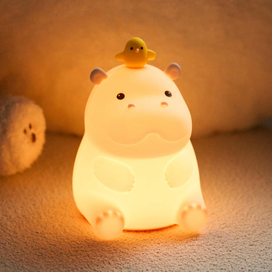 Hippo with Duck Adorable  Squishy Silicone Night Light Perfect Gift