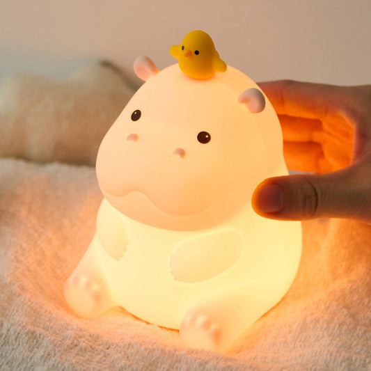 Hippo with Duck Adorable  Squishy Silicone Night Light Perfect Gift