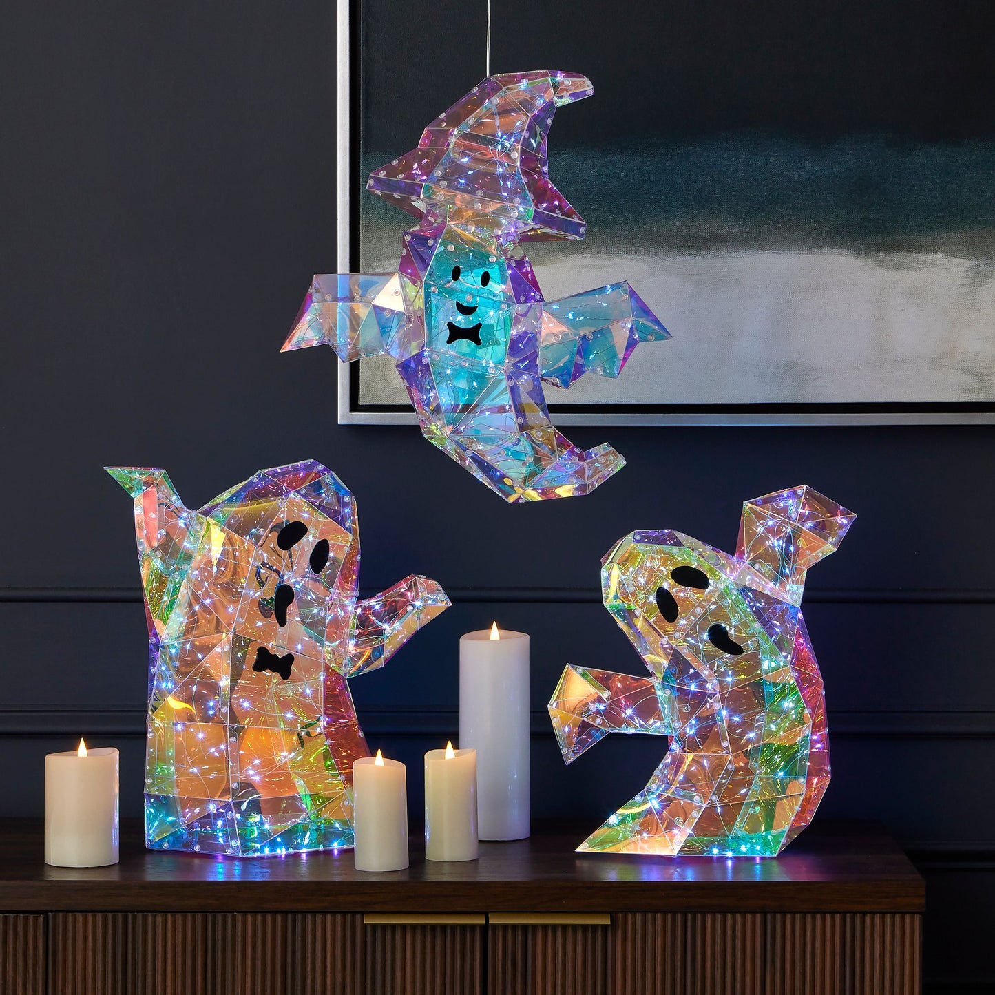 Prismatic Iridescent Wizard Ghost 16", LED lights