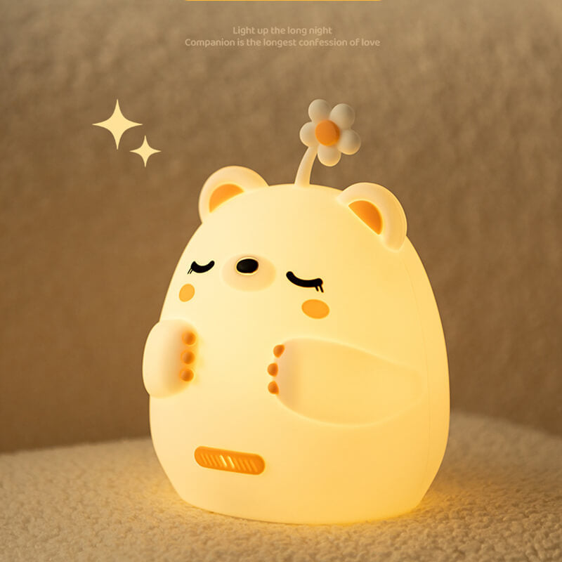 Breathing Bear Snuggly  Squishy Silicone Sleeping Companion Sound LED Night Light Perfect Gift