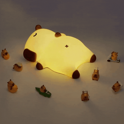 Sleeping Capybara Breathing Squishy Silicone Companion Sound LED Night Light Perfect Gift