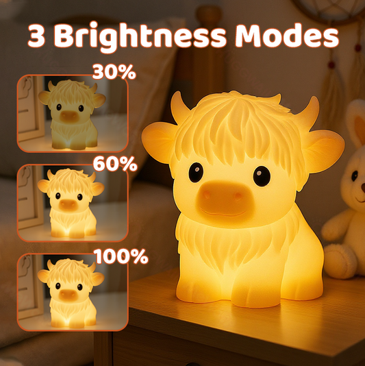Highland Cow Silicone Squishy LED Night Light - Perfect Gift for Kids and Girls