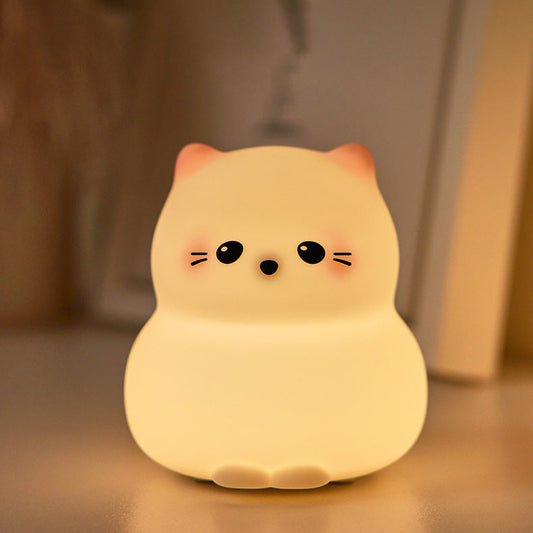 Cute Kitten Silicone Squishy Night Light Tap Lamp Best Gift For Baby and Girl