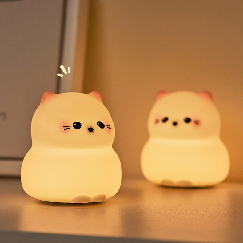 Cute Kitten Silicone Squishy Night Light Tap Lamp Best Gift For Baby and Girl