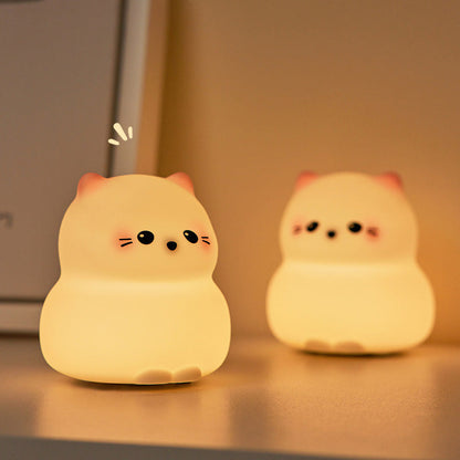 Cute Kitten Silicone Squishy Night Light Tap Lamp Best Gift For Baby and Girl