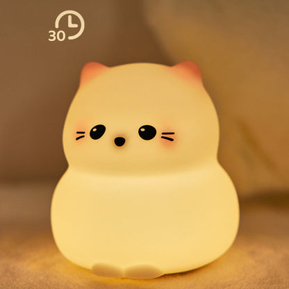 Cute Kitten Silicone Squishy Night Light Tap Lamp Best Gift For Baby and Girl