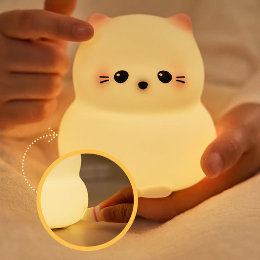 Cute Kitten Silicone Squishy Night Light Tap Lamp Best Gift For Baby and Girl