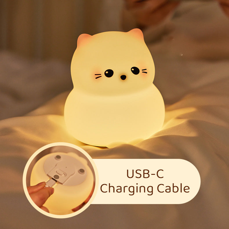 Cute Kitten Silicone Squishy Night Light Tap Lamp Best Gift For Baby and Girl