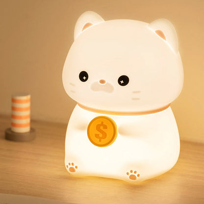 Squishy Silicone Kitten with Coin LED Night Light - Perfect Gift for Kids and Girls