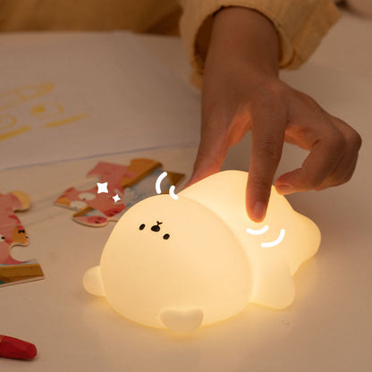 Breathing Bear Snuggly  Squishy Silicone Sleeping Companion Sound LED Night Light Perfect Gift