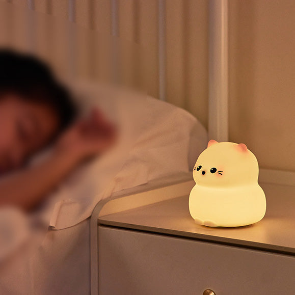 Cute Kitten Silicone Squishy Night Light Tap Lamp Best Gift For Baby and Girl