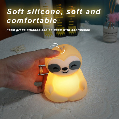 Meditating Sloth Squishy Silicone  Calm Glow Night Light Sitting Pose Lamp Perfect Gift