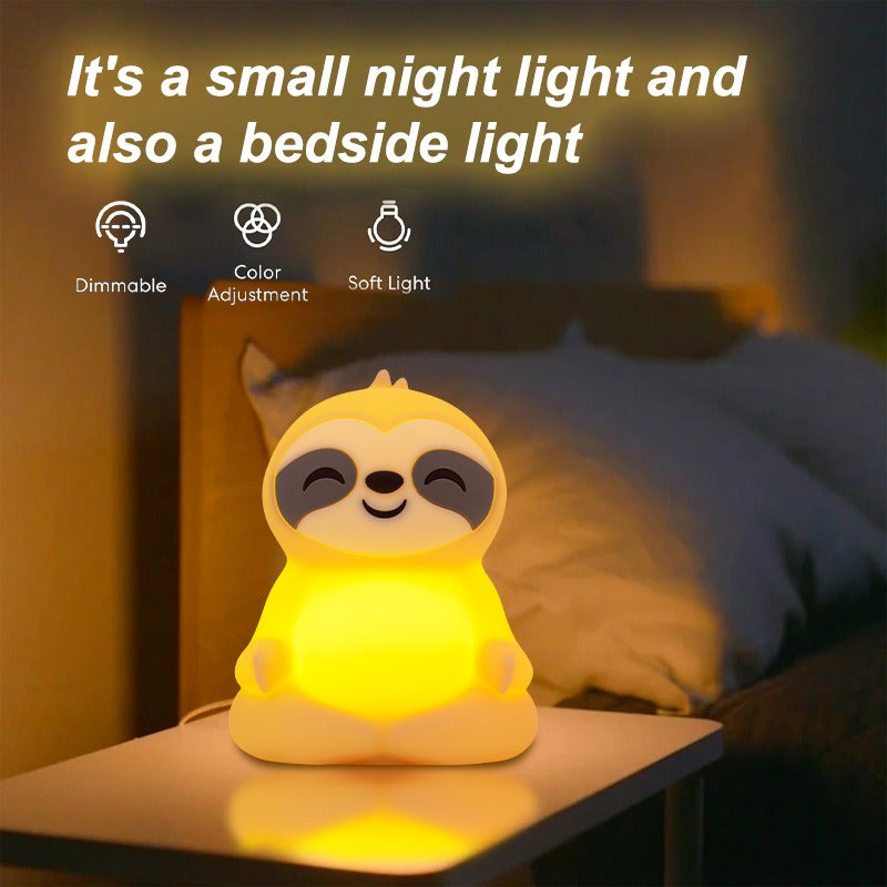 Meditating Sloth Squishy Silicone  Calm Glow Night Light Sitting Pose Lamp Perfect Gift