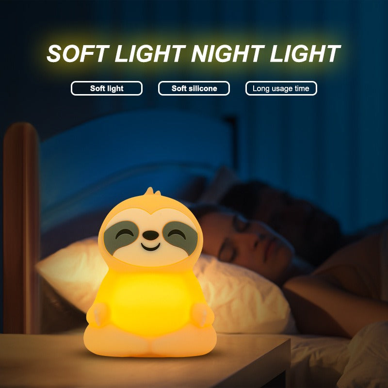 Meditating Sloth Squishy Silicone  Calm Glow Night Light Sitting Pose Lamp Perfect Gift