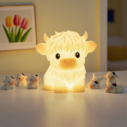 Highland Cow Silicone Squishy LED Night Light - Perfect Gift for Kids and Girls
