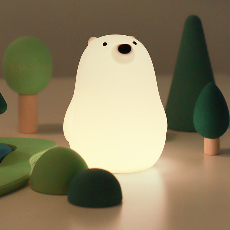 Breathing Bear Snuggly  Squishy Silicone Sleeping Companion Sound LED Night Light Perfect Gift